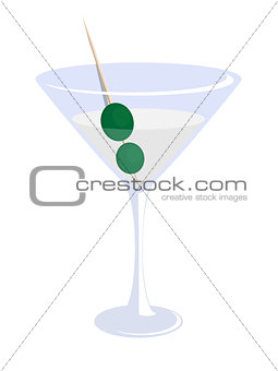 Martini glass with olives