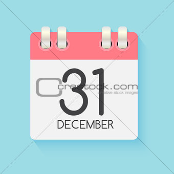 December 31 Calendar Daily Icon. Vector Illustration Emblem. Element of Design for Decoration Office Documents and Applications. Logo of Day, Date, Month and Holiday