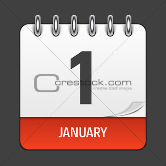 January 1 Calendar Daily Icon. Vector Illustration Emblem. Element of Design for Decoration Office Documents and Applications. Logo of Day, Date, Month and Holiday. New Year