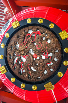 Lantern in Kaminarimon gate, Senso-ji temple, Tokyo, Japan