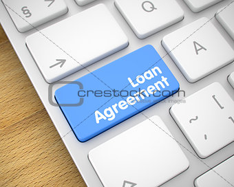 Loan Agreement on the Blue Keyboard Keypad. 3D.