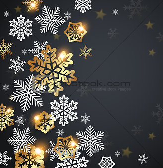 Snowflakes on a black background.
