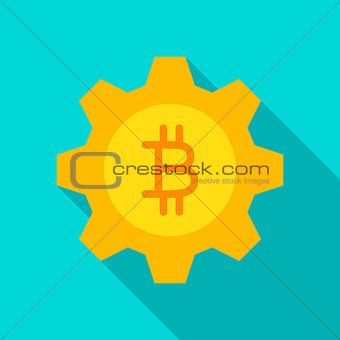 Bitcoin Gear Flat Icon