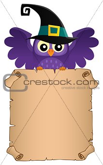 Halloween owl holding parchment theme 2
