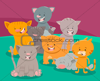 cute cat or kitten characters group