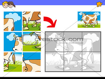 jigsaw puzzles with cow farm character