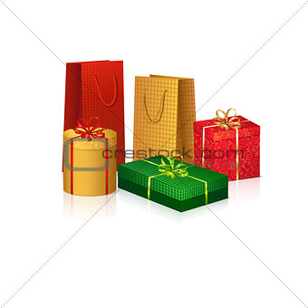 colored boxes with gifts for the holiday