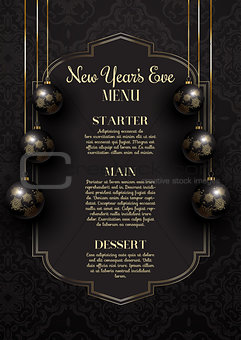 Luxurious elegant New Year's Eve menu design