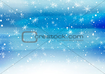 Falling snowflakes on a painted background 