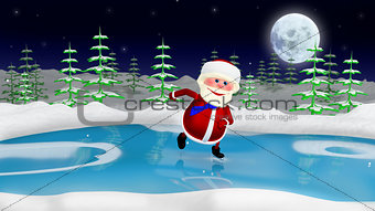 3D  Illustration  Santa on the Skates