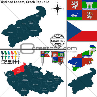 Map of Usti nad Labem, Czech Republic