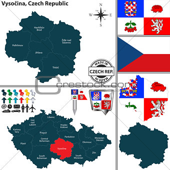 Map of Vysocina, Czech Republic