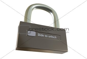 Lock with slide to unlock button 3d illustration