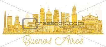 Buenos Aires Argentina skyline golden silhouette.