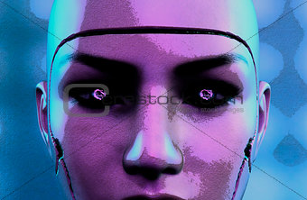 Dark female robot face