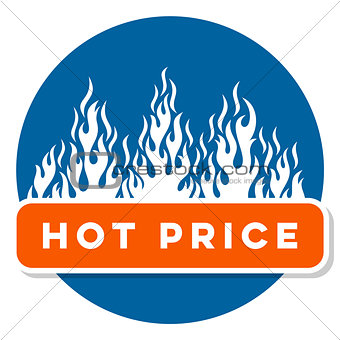 Hot price sale text label with flames
