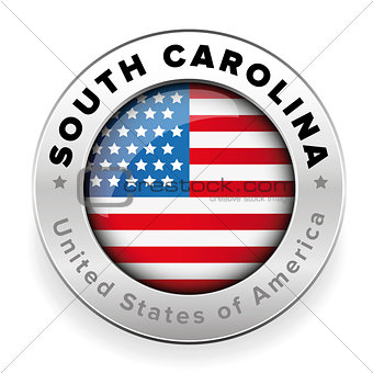 South Carolina Usa flag badge button