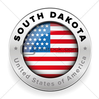 South Dakota Usa flag badge button