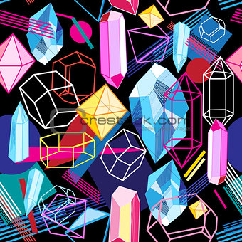 Beautiful seamless pattern with colorful crystals 