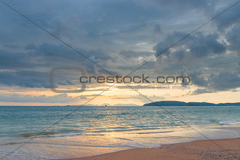 A gentle sunset in Thailand in pastel colors - a beautiful seasc
