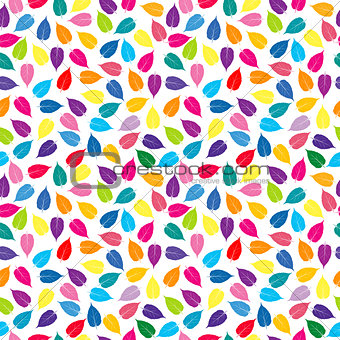 Colorful background with colored leaves, seamless pattern