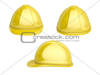 Yellow plastic safety helmet