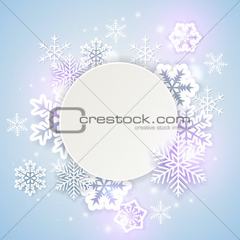 Holiday background with white snowflakes