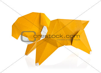 Orange dog of origami.