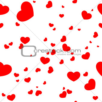 Red heart symbol of love. Seamless heart shape pattern on white background