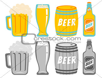 Vector set icons of a beer drinks.