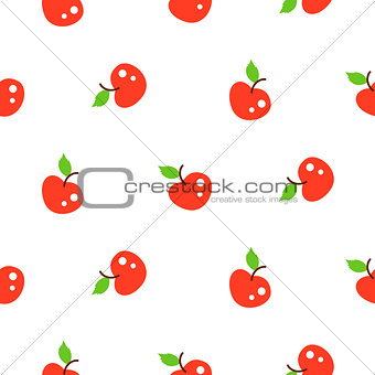 Bright summer juicy apple red cartoon seamless pattern.