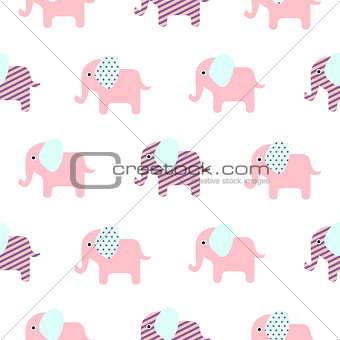 Cute elephant cartoon baby seamless pattern.