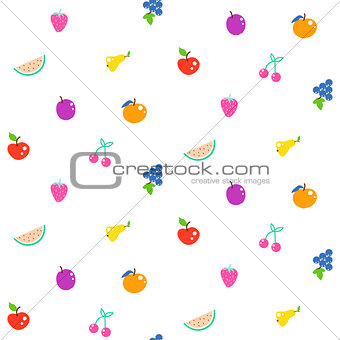 Bright summer juicy fruit cartoon seamless pattern.