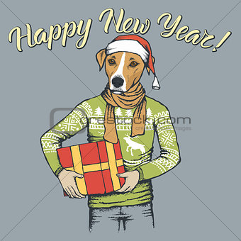 Dog Christmas vector illustration