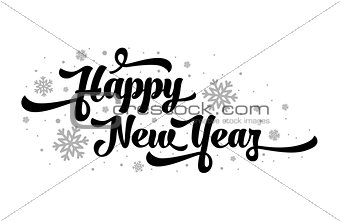 Vector text on white background. Happy New Year lettering for invitation and greeting card, prints and posters. Calligraphic design