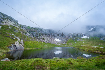 Beautiful mountain lake on the hiking route to Kjerag.