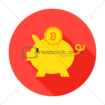 Bitcoin Piggy Circle Icon