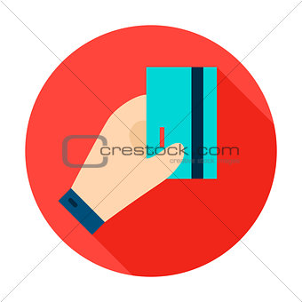 Hand Holding Card Circle Icon
