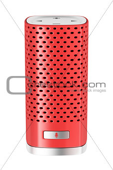 Red smart speaker isolated on white
