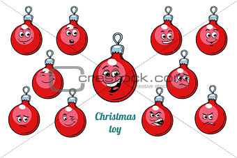 Christmas ball emotions emoticons set isolated on white backgrou