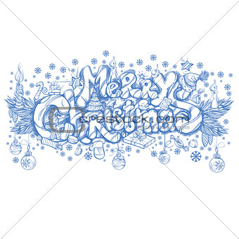 Merry Christmas. Beautiful hand drawn inscription