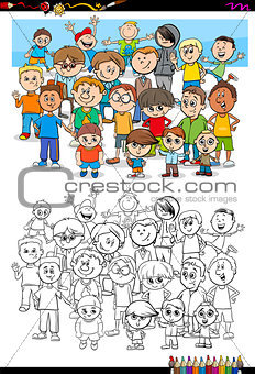 boys characters group coloring book