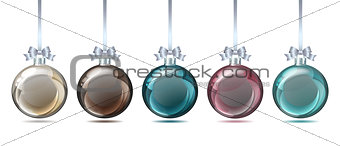 Set of pastel colored Christmas balls