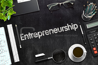 Entrepreneurship Concept on Black Chalkboard. 3D Rendering.