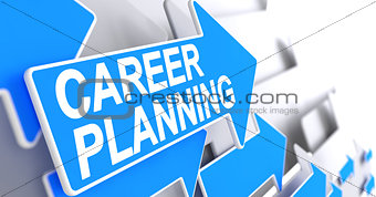 Career Planning - Text on the Blue Pointer. 3D.