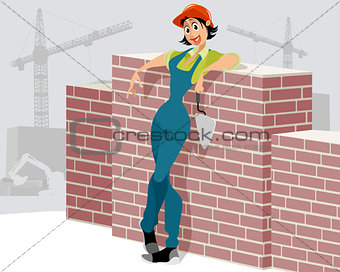 Woman worker on construction site