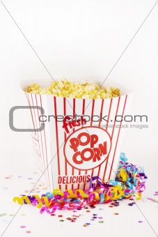 Popcorn with streamers and confetti