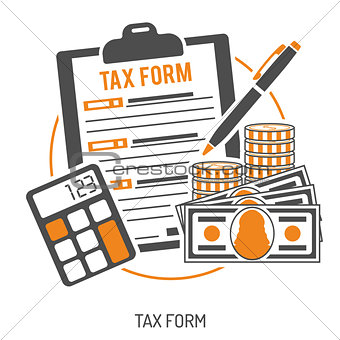 Tax calculation, payment, accounting, paperwork concept