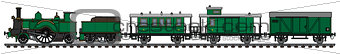The vintage green steam train