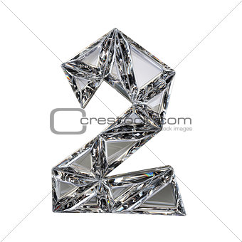 Crystal triangulated font number TWO 2 3D